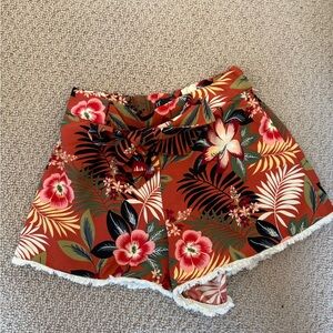 Zara Floral Tropical Print Shorts